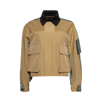 Pre-owned Sacai Grosgrain Nylon Twill Blouson 'beige/khaki' | Tan | Women's Size 2
