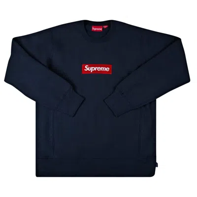 Pre-owned Supreme Box Logo Crewneck 'navy' | Blue | Men's Size Xl