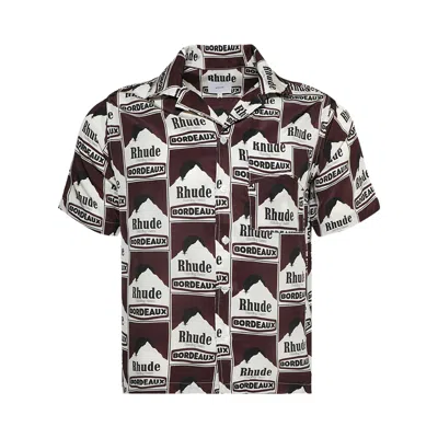 Pre-owned Rhude Moonlight Bordeaux Silk Shirt 'maroon/off White' | Red | Men's Size S