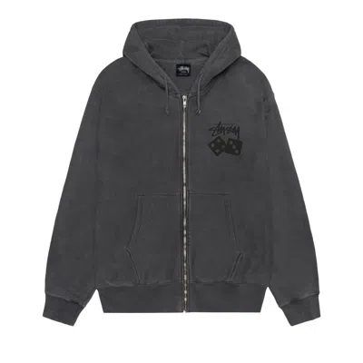 Pre-owned Stussy Dice Zip Hoodie Pigment Dyed 'black' | Men's Size Xl