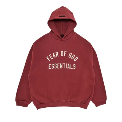 Pre-owned Essentials Fear Of God  Fleece Hoodie 'crimson' | Red | Men's Size Xxl