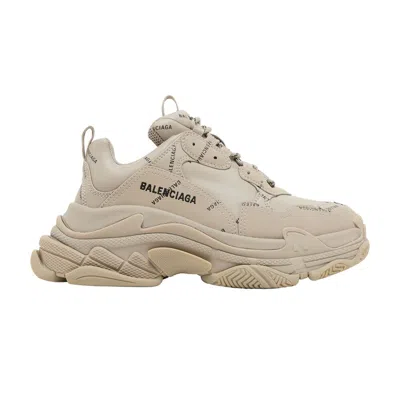 Pre-owned Balenciaga Wmns Triple S Sneaker 'all Over Logo - Beige' | Brown | Women's Size 38