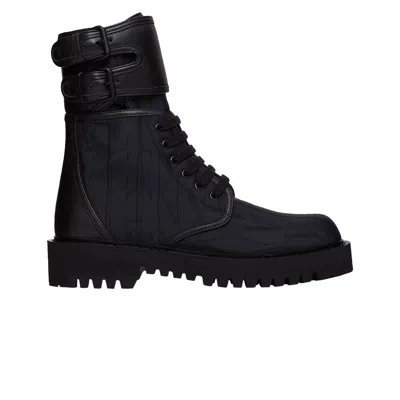 Pre-owned Valentino Garavani Valentino Valentino Campsite Combat Boot 'vltn Times - Black' | Men's Size 40