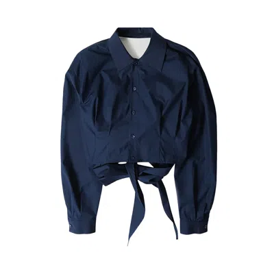 Pre-owned Ami Alexandre Mattiussi Ami Wrap Shirt 'nautic Blue' | Women's Size 42