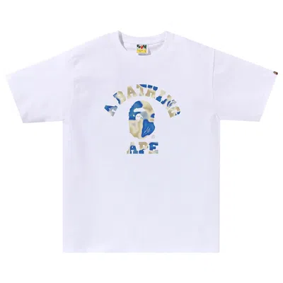 Pre-owned Bape Liquid Camo College Tee 'white/blue' | Men's Size Xxl