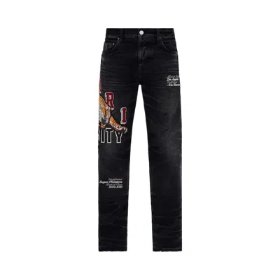 Pre-owned Amiri Varsity Tiger Straight Jean 'faded Black' | Men's Size 31