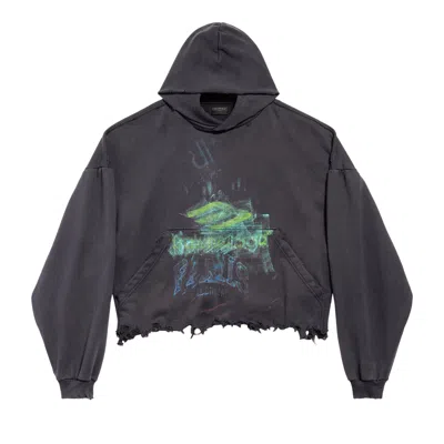 Pre-owned Balenciaga Diy Imprint Cropped Hoodie 'faded Washed Black' | Women's Size 3