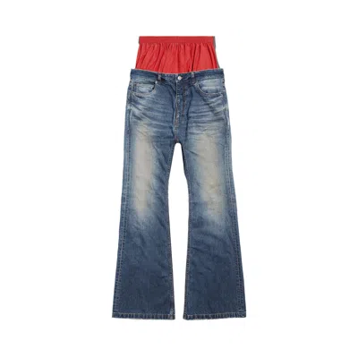 Pre-owned Balenciaga Layered Jeans 'whisker' | Blue | Men's Size M
