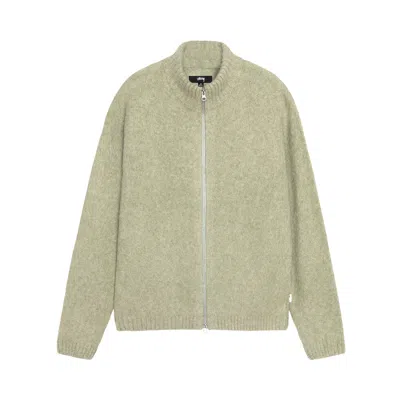 Pre-owned Stussy Full Zip Brushed Merino Sweater 'sage' | Green | Men's Size Xxl