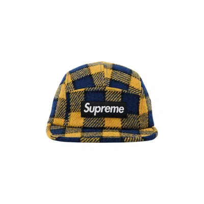 Pre-owned Supreme Harris Tweed Camp Cap 'yellow Plaid' | Men's Size Onesize