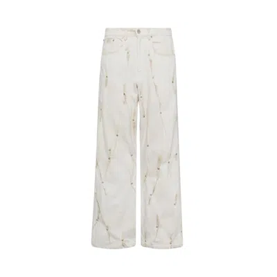 Pre-owned Kusikohc Multirivet Burnt Pants 'white' | Men's Size M