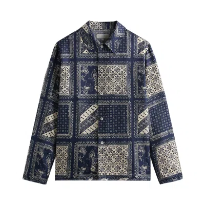 Pre-owned Kith Silk Twill Boxy Collared Overshirt 'vista' | Blue | Men's Size S