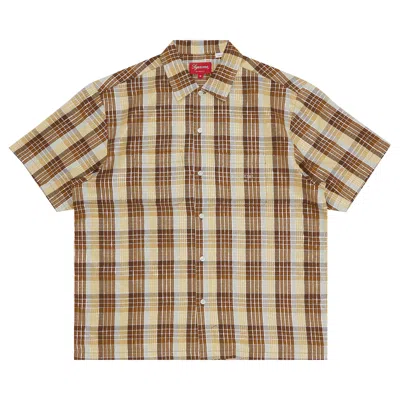 Pre-owned Supreme Metallic Plaid Short-sleeve Shirt 'brown' | Men's Size M