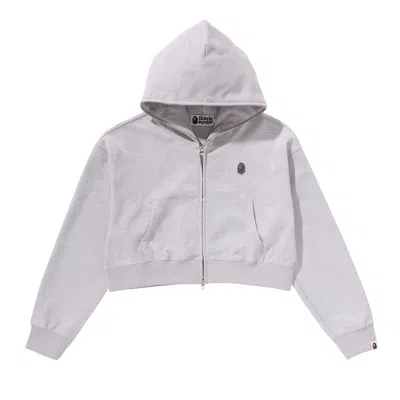 Pre-owned Bape Solid Camo Jacquard One Point Cropped Zip Hoodie 'grey' | Women's Size M