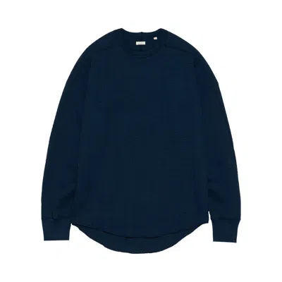 Pre-owned Nanamica Crewneck Thermal Sweatshirt 'navy' | Blue | Men's Size M