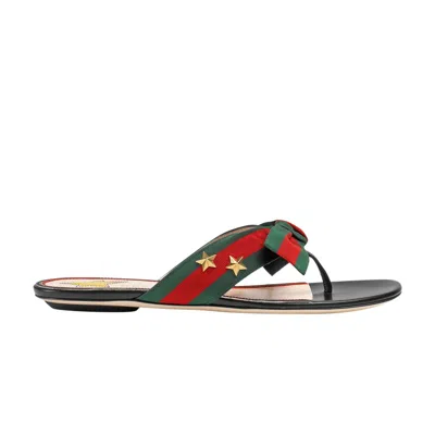 Pre-owned Gucci Wmns Web Bow Accent G-thong Sandal 'black' | Women's Size 2.5