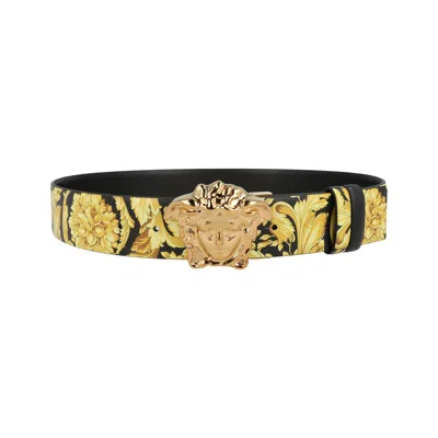 Pre-owned Versace La Medusa Reversible Leather Belt 'black' | Men's Size 80