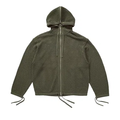 Pre-owned Kenzo Mesh Full Zip Hoodie 'khaki' | Green | Men's Size M