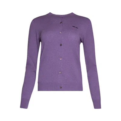 Pre-owned Miu Miu Cashmere Cardigan 'malva' | Purple | Women's Size 38