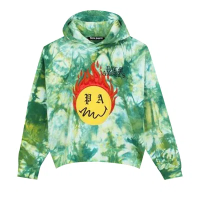 Pre-owned Palm Angels Tie Dye Burning Head Hoodie 'green/yellow' | Men's Size Xxs