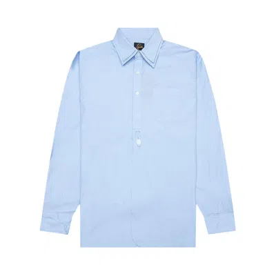 Pre-owned Needles Double Regular Collar Edw Shirt 'sax Blue' | Green | Men's Size L