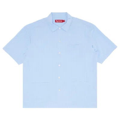 Pre-owned Supreme Stripe Short-sleeve Pajama Shirt 'light Blue' | Men's Size L