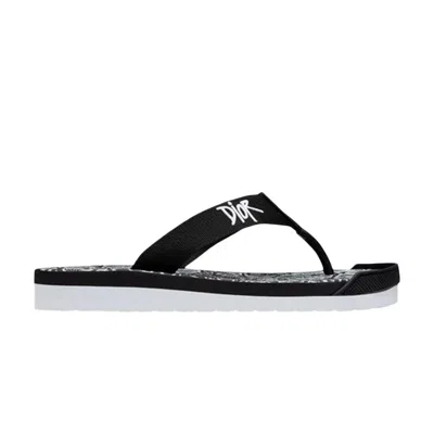 Pre-owned Dior Shawn Stussy X  Embroidery Flip Flops 'white Black' | Men's Size 44