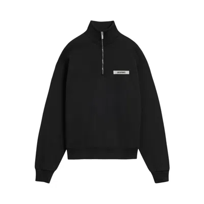 Pre-owned Jacquemus The Gros Grain Zipped Rollneck Sweatshirt 'black' | Men's Size Xl