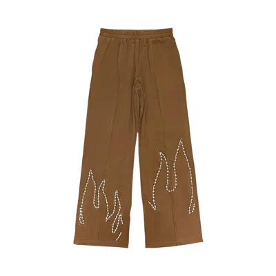 Pre-owned Birth Of Royal Child Flame Pearl Velvet Pants 'brown' | Men's Size S