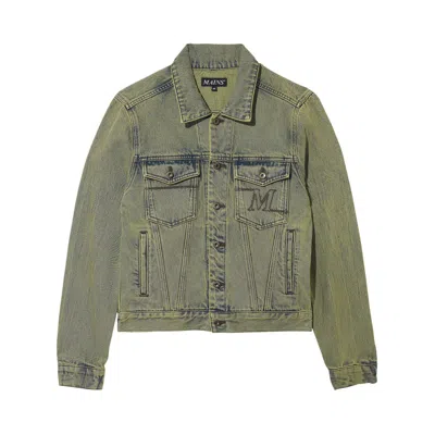 Pre-owned Mains Washed Denim Jacket 'green' | Men's Size M