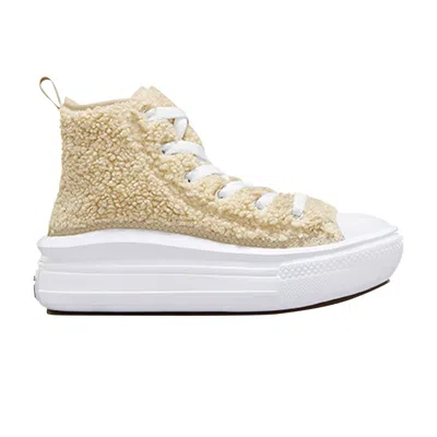 Pre-owned Converse Chuck Taylor All Star Move Platform High Ps 'sherpa - Beach Stone' | Cream | Kid's Size 12