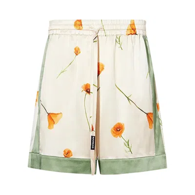 Pre-owned Nahmias Colorblock Poppy Silk Shorts 'poppy/ivory' | White | Men's Size Xl