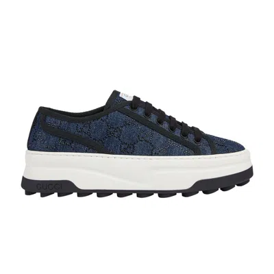 Pre-owned Gucci Wmns Tennis 1977 Low 'denim Crystals' | Blue | Women's Size 7