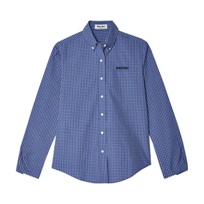 Pre-owned Miu Miu Check Shirt 'blue' | Women's Size 38