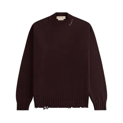 Pre-owned Marni Distressed Sweater 'dark Raisin' | Purple | Men's Size 44