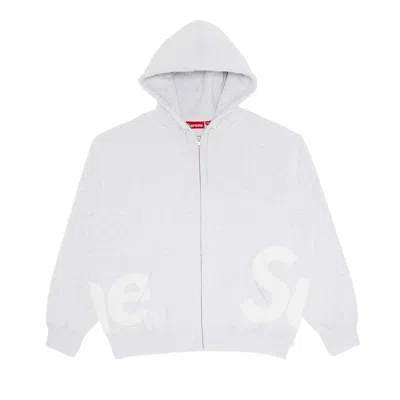 Pre-owned Supreme Big Logo Zip Up Hooded Sweatshirt 'ash Grey' | Men's Size Xl