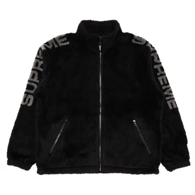 Pre-owned Supreme Shoulder Logo Fleece Jacket 'black' | Men's Size M