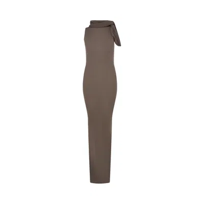 Pre-owned Rick Owens Banded Maxi Dress 'dust' | Grey | Women's Size M In Gray