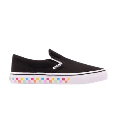 Pre-owned Vans Classic Slip-on Gs 'rainbow Checkerboard Sole' | Black | Kid's Size 6