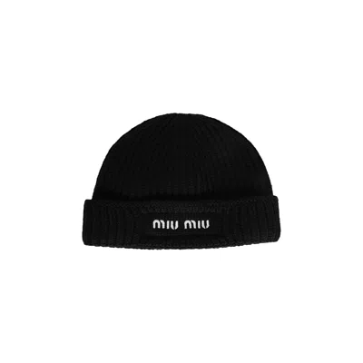 Pre-owned Miu Miu Wool Beanie 'black/white' | Women's Size S