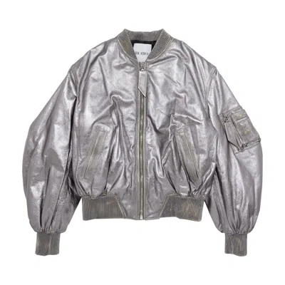Pre-owned Attico The  Metallic Bomber Jacket 'silver' | Women's Size 40