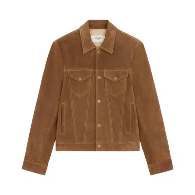 Pre-owned Celine Suede Trucker Jacker 'cigar' | Brown | Men's Size 50