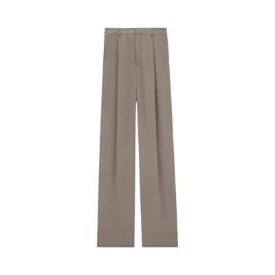 Pre-owned Saint Laurent High Waist Straight Leg Trousers 'taupe' | Tan | Women's Size 38