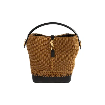 Pre-owned Saint Laurent Le 34 Bucket Bag 'natural Brown/black' | Women's Size Onesize