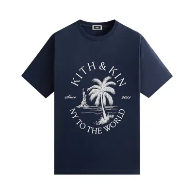 Pre-owned Kith Ny To The World Palm Pocket Tee 'nocturnal' | Blue | Men's Size Xxl
