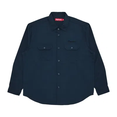 Pre-owned Supreme Snow White Work Shirt 'light Navy' | Blue | Men's Size Xl