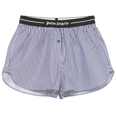 Pre-owned Palm Angels Classic Logo Striped Shorts 'navy Blue' | Women's Size M