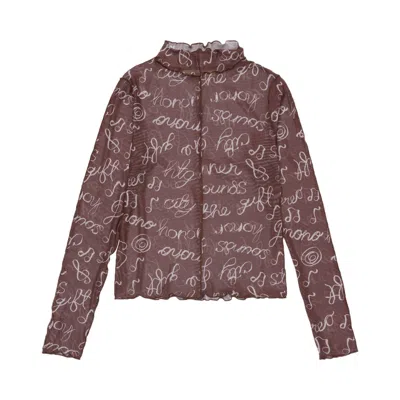 Pre-owned Honor The Gift Honor Lettuce Mock Neck Shirt 'brown' | Women's Size S