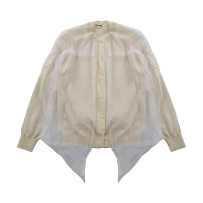 Pre-owned Comme Des Garçons Lightweight Button-up Blouse 'beige/white' | Tan | Women's Size S