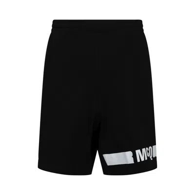 Pre-owned Alexander Mcqueen Redacted Logo Sweatshorts 'darkest Black' | Men's Size Xl